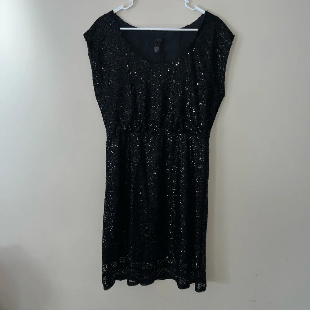 J Crew Black Sequin Sparkly Sleeveless Party Cocktail Dress Women’s Size 4